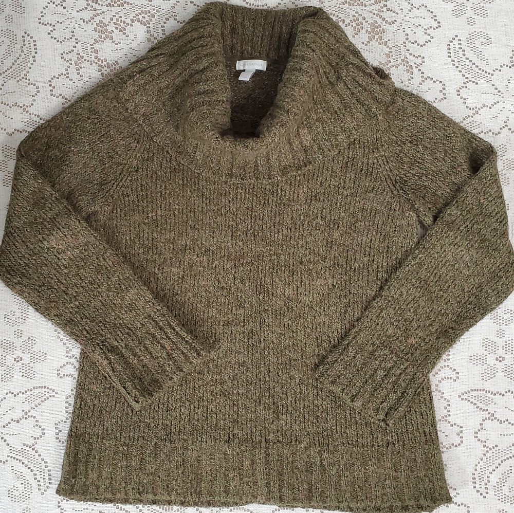 Charter Club Olive Green Cowl Neck Sweater